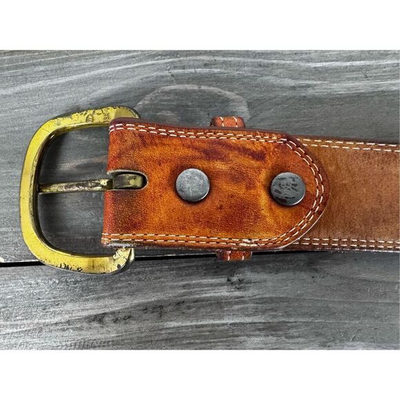 Justin Top Grain Cowhide Light Tan Made In USA 613A Unisex Western Belt - Picture 4 of 9